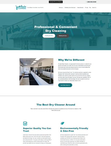 Website example: Janet Davis Cleaners